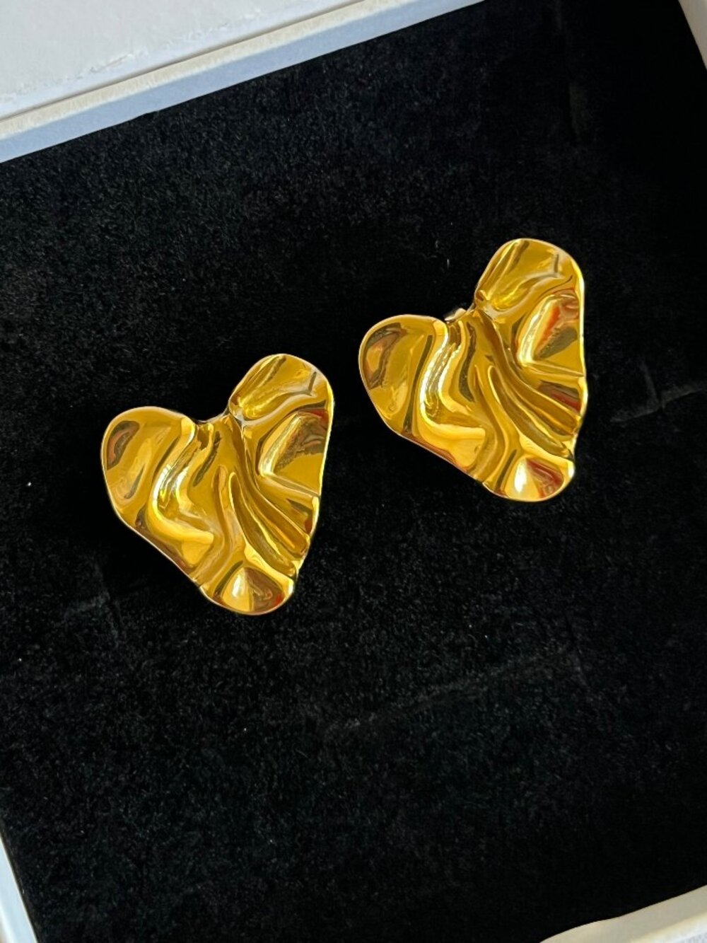 Gold Plated Molten Heart Earrings